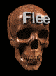 An animated skull, shaking its head, with the text 'Flee'